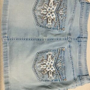 Light Blue Embellished Women's Skirt
